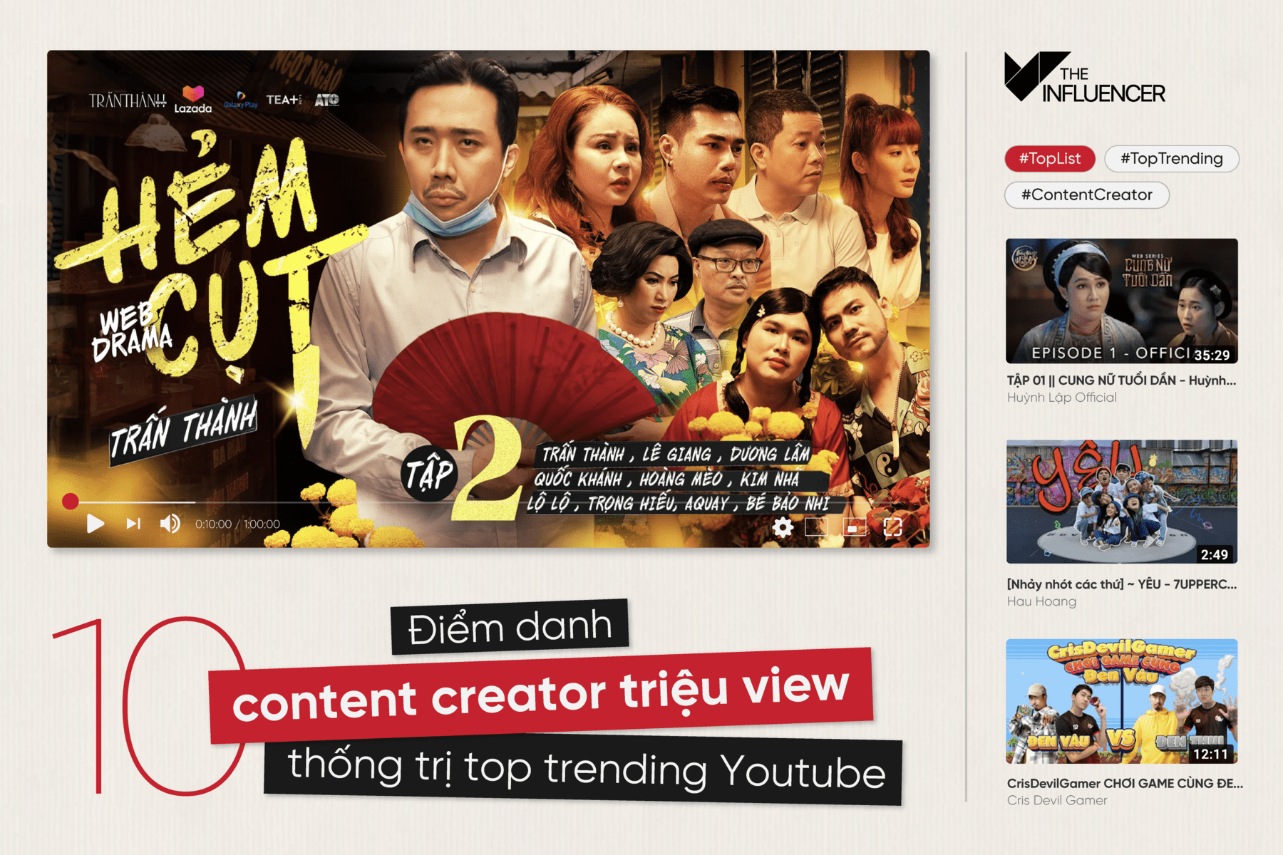 #Toplist: Điểm danh 10 Content Creator triệu view thống trị top trending Youtube