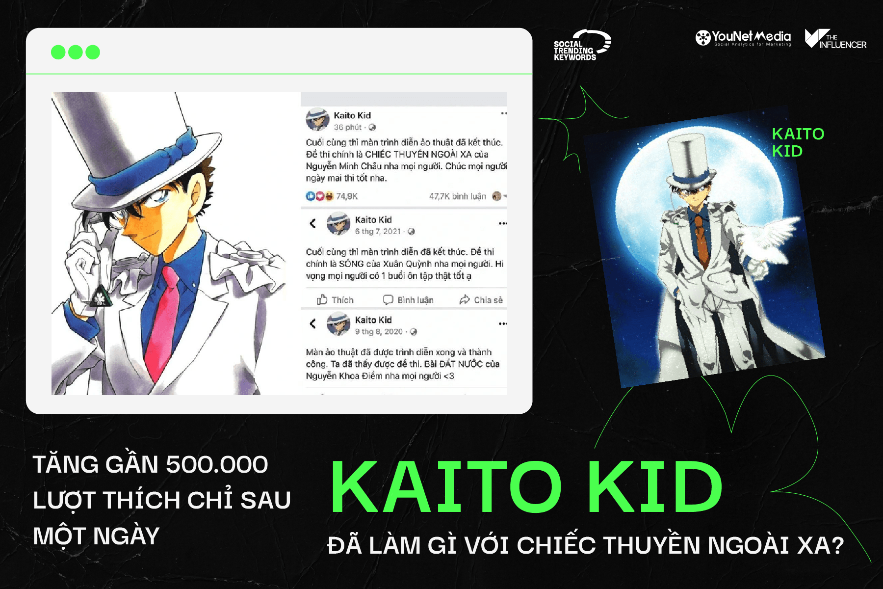 Tăng gần 500.000 lượt thích chỉ sau một ngày, Kaito Kid đã làm gì với Chiếc Thuyền Ngoài Xa?